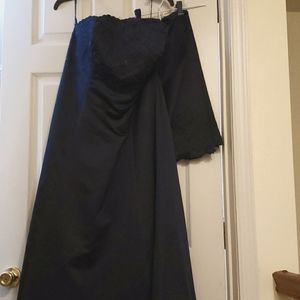 Michaelangelo Navy Blue Strapless Formal Gown with Wrap Size 16